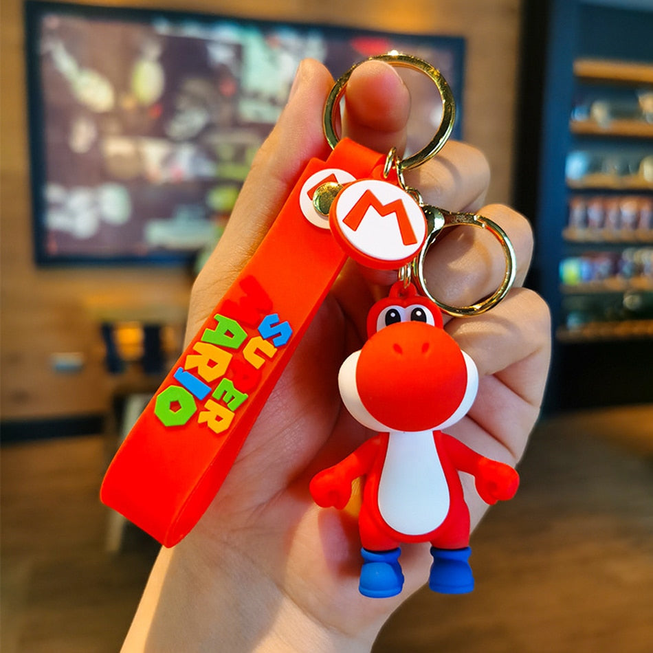 3D Cartoon Super Mario Bros Keychain Accesorios Schoolbag Pendant Key Bag Decoration Collection Ornament Kids Toys Birthday Gift