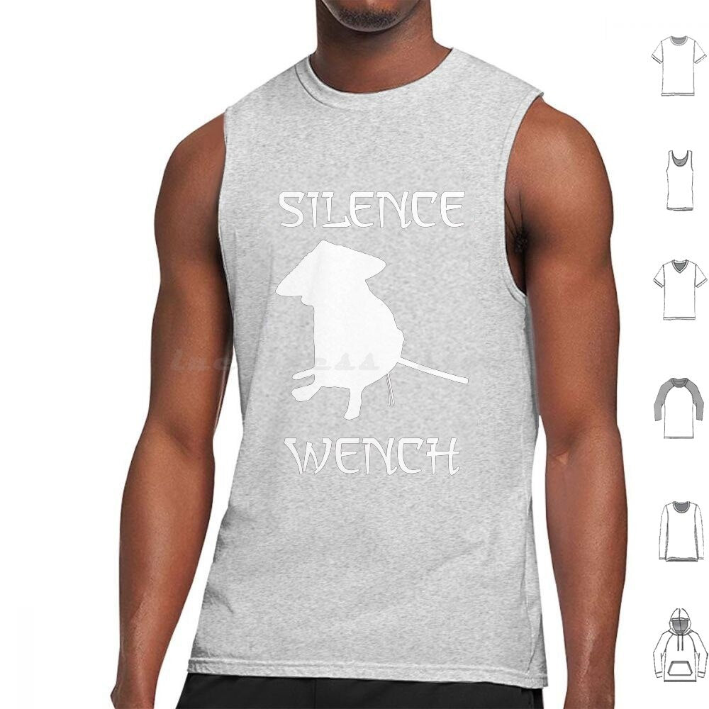 Cheems As Saying Silence Wench Meme White Text Tank Tops Vest Sleeveless Cheems Silence Wench Meme Dog Funny Weeb Simp Egirl